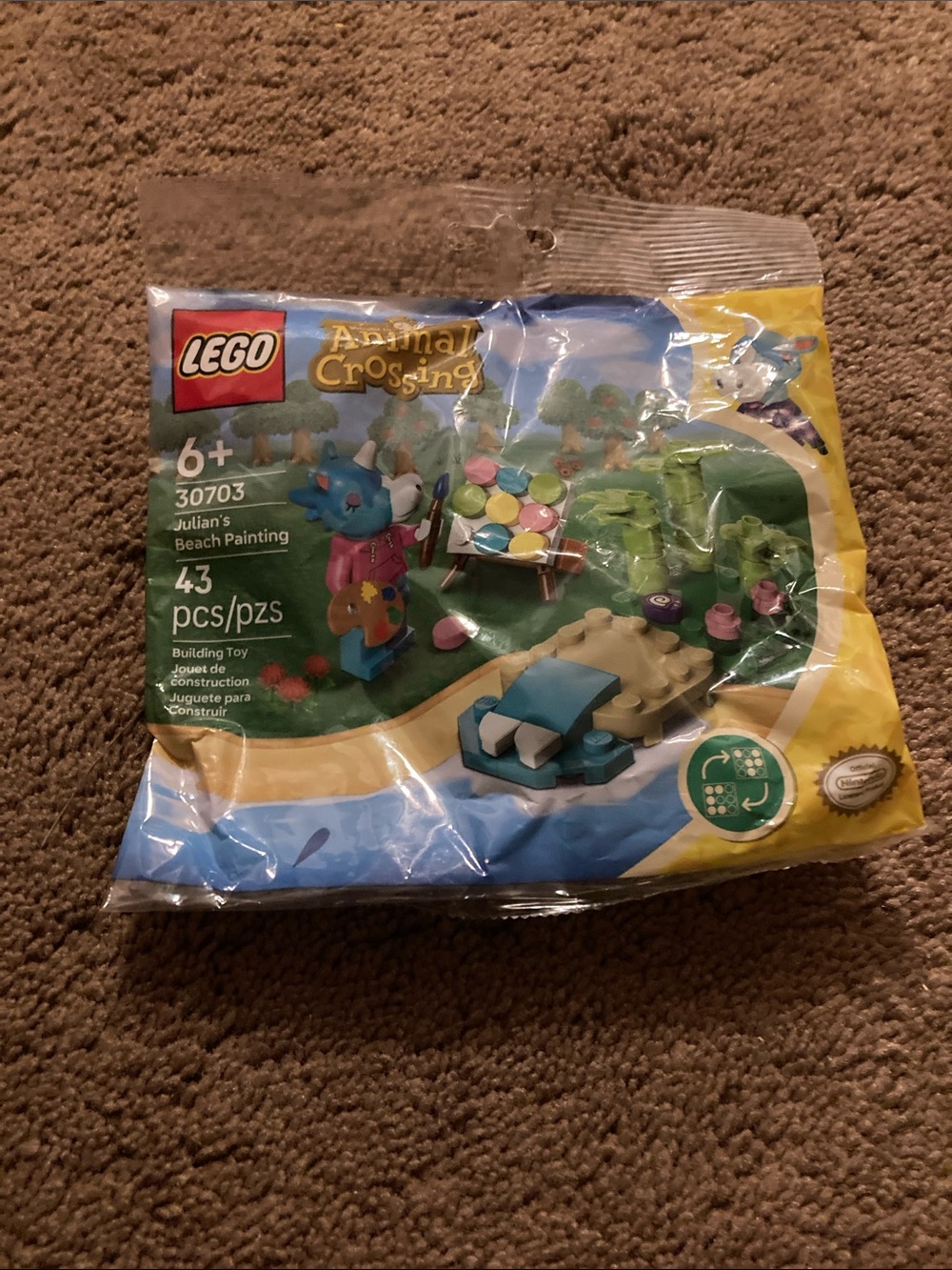 Lego Animal Crossing Julian's Beach Painting Playset - Blue, Tan, Green, Pink